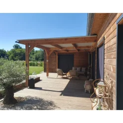 Carport adossé en bois Douglas - 3 poteaux - 300 x 600 cm CPBF