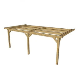 Carport adossé en bois Douglas - 3 poteaux - 300 x 600 cm CPBF