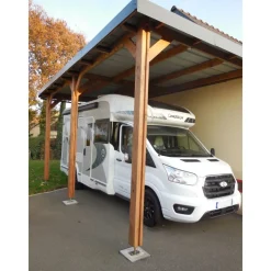 Carport adossé en bois Douglas - 3 poteaux - 350 x 650 cm CPBF