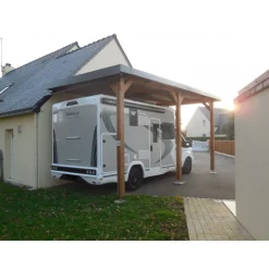 Carport adossé en bois Douglas - 3 poteaux - 350 x 650 cm CPBF