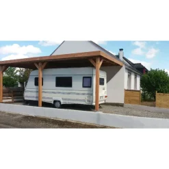 Carport adossé en bois Douglas - 3 poteaux - 350 x 650 cm CPBF