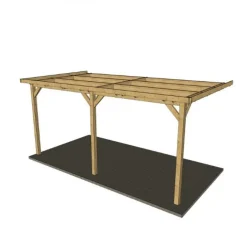 Carport adossé en bois Douglas - 3 poteaux - 350 x 650 cm CPBF