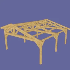 Carport en bois Douglas - 6 poteaux - 550 x 750 cm CPBF