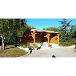 Carport en bois Douglas - 6 poteaux - 550 x 750 cm CPBF