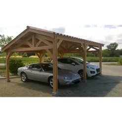 Carport en bois Douglas - 6 poteaux - 550 x 750 cm CPBF