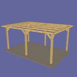 Carport en bois Douglas - 6 poteaux - 400 x 500 cm CPBF