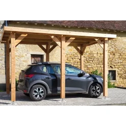 Carport en bois Douglas - 6 poteaux - 400 x 500 cm CPBF