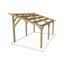 Carport en bois Douglas - 6 poteaux - 400 x 600 cm CPBF