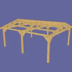 Carport en bois Douglas - 6 poteaux - 550 x 650 cm CPBF