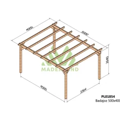 Carport voiture en bois lamellé-collé BADAJOZ 5 x 4 m MADERLAND