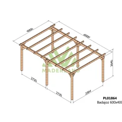 Carport voiture en bois lamellé-collé BADAJOZ 6 x 4 m MADERLAND