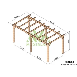 Carport voiture en bois lamellé-collé BADAJOZ 6 x 3 m MADERLAND