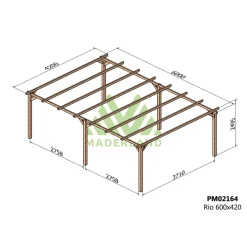 Carport voiture en bois massif Rio 600x420cm MADERLAND