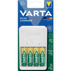 Chargeur VARTA Plug Charger 4 canaux AA/AAA + 4 piles AA 2100 mAh VARTA