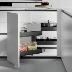Chariot d'angle extractible pour meuble de cuisine anthracite Harmony EMUCA