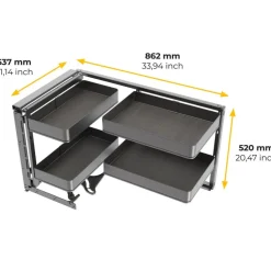 Chariot d'angle extractible pour meuble de cuisine anthracite Harmony EMUCA