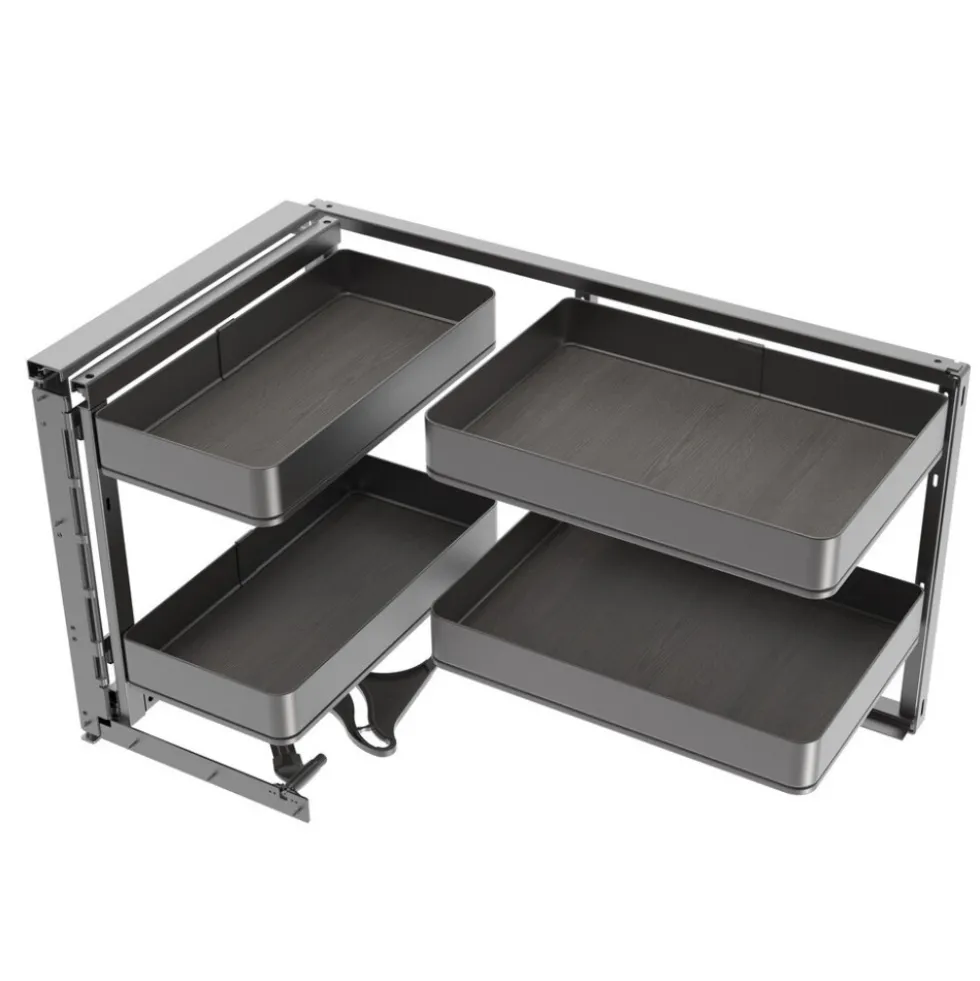 Chariot d'angle extractible pour meuble de cuisine anthracite Harmony EMUCA