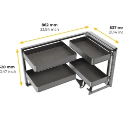 Chariot d'angle extractible pour meuble de cuisine anthracite Harmony EMUCA