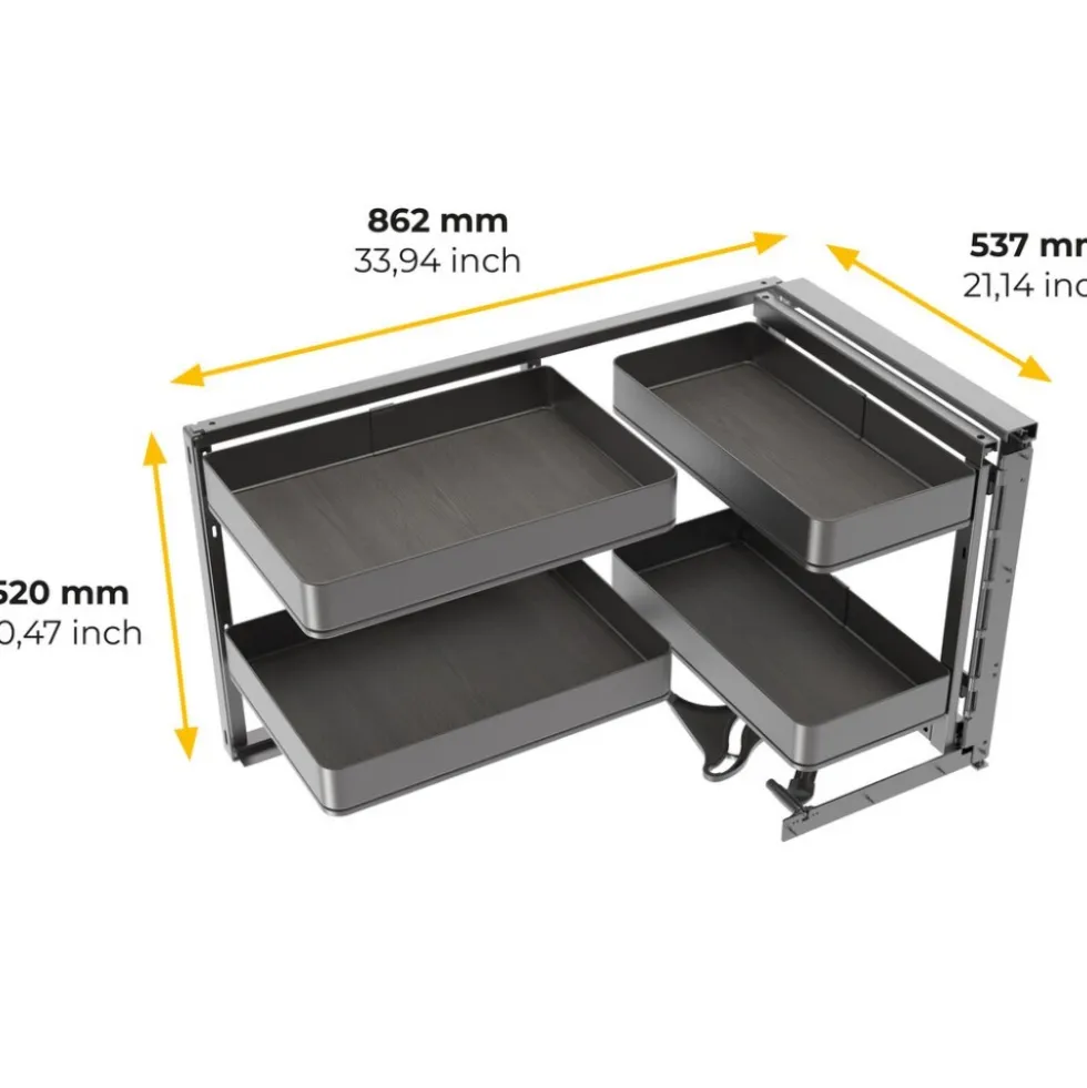 Chariot d'angle extractible pour meuble de cuisine anthracite Harmony EMUCA