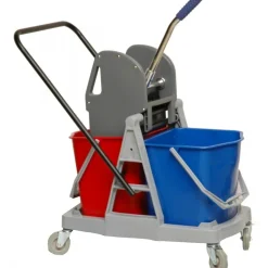Chariot de ménage sur roulettes 2 x 18 litres avec guidon orientable BRICOZOR