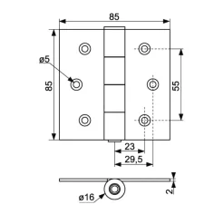Charnière de porte coulissante - acier zingué - 85x85 mm - 1512P MANTION