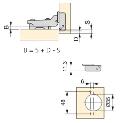 Charnière invisible 100° + embase à visser - lot de 20 - X91N EMUCA