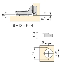 Charnière invisible 100° + embase à visser - lot de 20 - X91N EMUCA