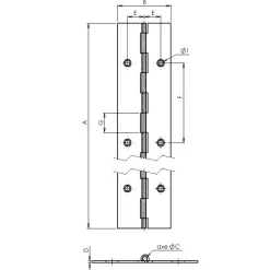Charnière à piano simple feuille en laiton-diamètre 1,8 mm MONIN