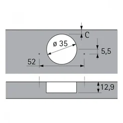 Charnière 50/65° pour portes pliantes d'angle 9930 - Design Sensys HETTICH