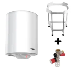 Chauffe-eau électrique stéatite vertical Sagéo 100L avec trépied et groupe de sécurité ARISTON
