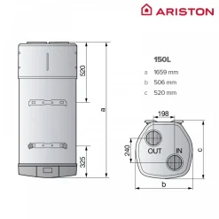 Chauffe-eau thermodynamique mural 150L A+ Nuos Plus S2 WiFi 150 WH ARISTON