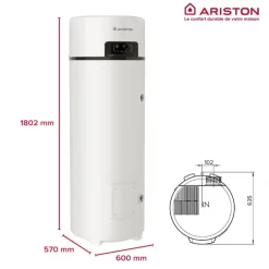 Chauffe-eau thermodynamique 250L compact et connecté A+ NUOS FIT 250 ARISTON