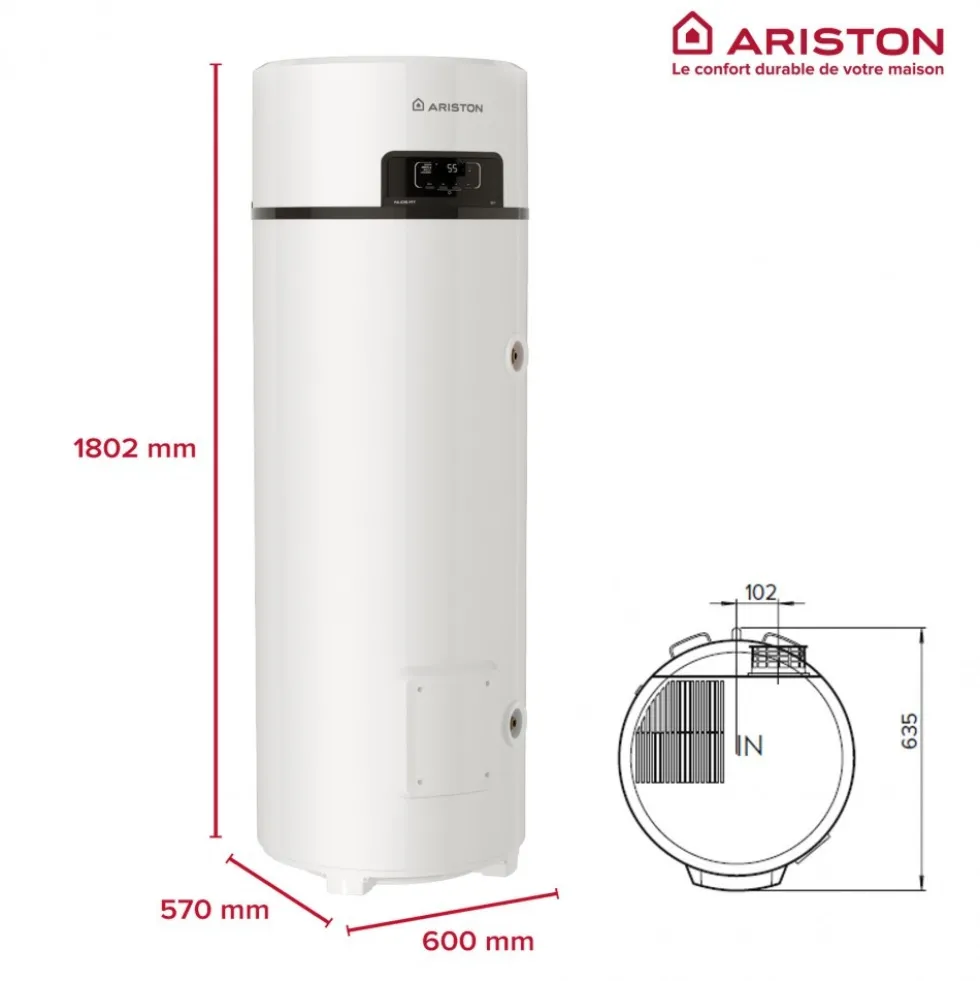 Chauffe-eau thermodynamique 250L compact et connecté A+ NUOS FIT 250 ARISTON