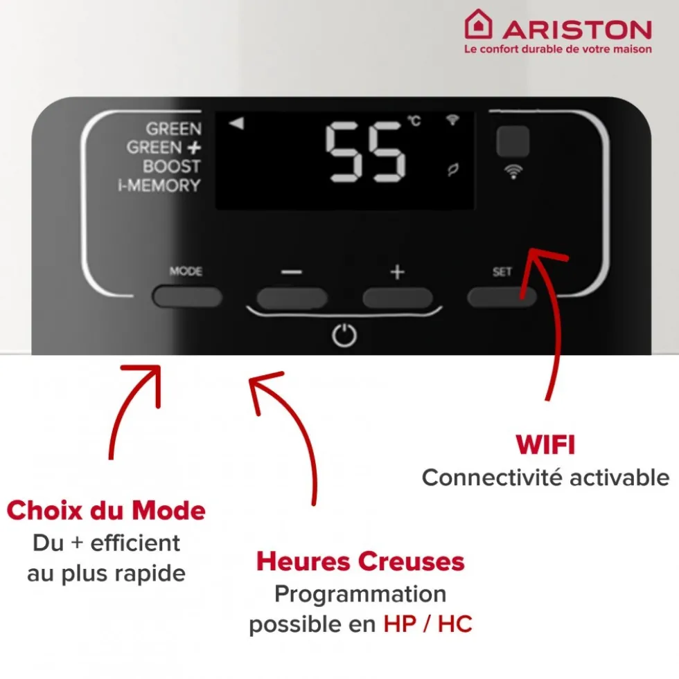 Chauffe-eau thermodynamique 200L compact et connecté A+ NUOS FIT ARISTON