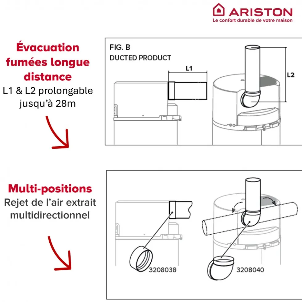 Chauffe-eau thermodynamique 200L compact et connecté A+ NUOS FIT ARISTON