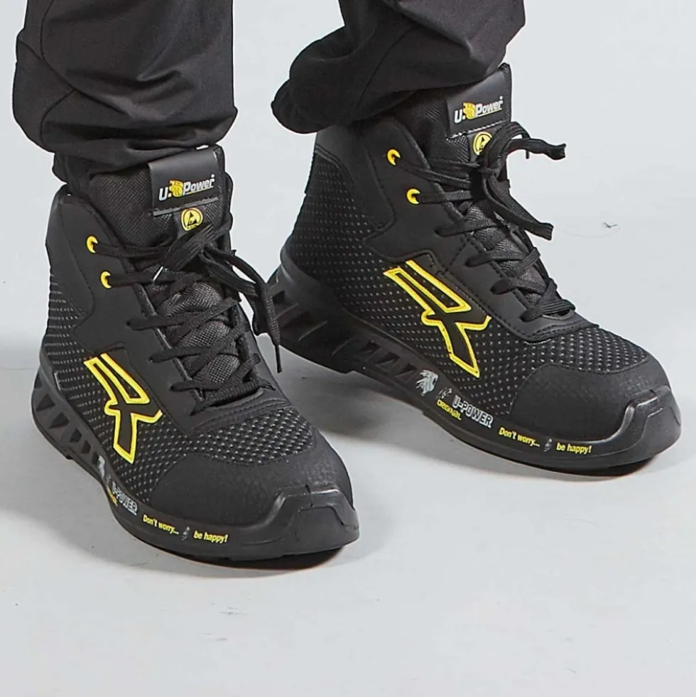 Chaussures hautes de sécurité JOE S3 CI SRC ESD - noir et jaune UPOWER