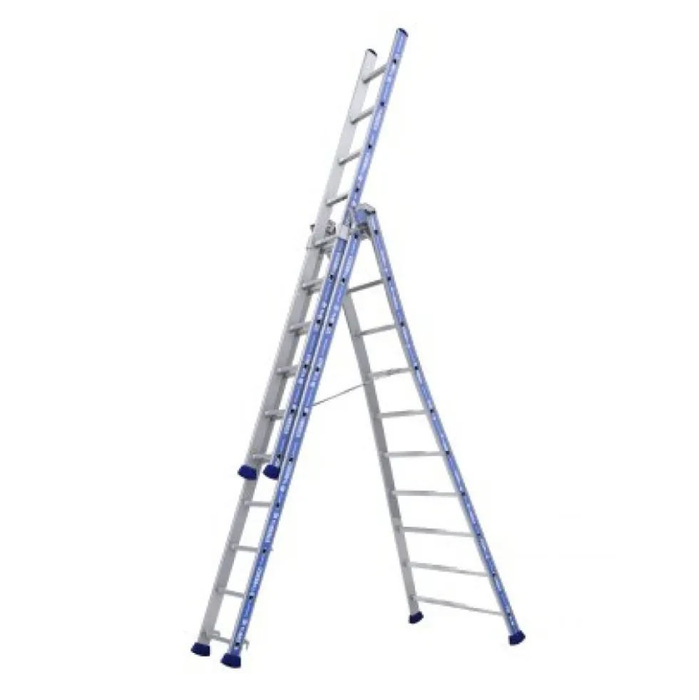 Échelle transformable aluminium 6,92m- 3 plans - 3 x 9 marches - Platinium TUBESCA
