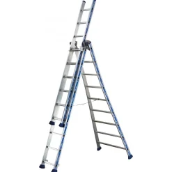 Échelle transformable aluminium 6,92m- 3 plans - 3 x 9 marches - Platinium TUBESCA