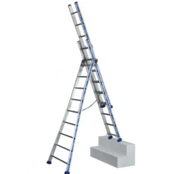 Échelle transformable aluminium 6,92m- 3 plans - 3 x 9 marches - Platinium TUBESCA