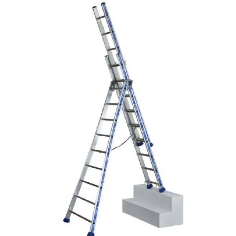 Échelle transformable aluminium 6,92m- 3 plans - 3 x 9 marches - Platinium TUBESCA
