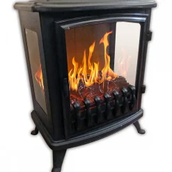 Cheminée électrique Fire Glass avec flamme 3D - Noir CHEMIN' ARTE