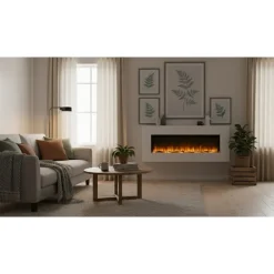 Cheminée électrique murale White Loft XXL 120 cm - LED 12 couleurs CHEMIN' ARTE