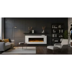 Cheminée électrique murale White Loft XXL 120 cm - LED 12 couleurs CHEMIN' ARTE