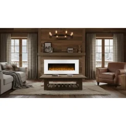 Cheminée électrique murale White Loft XXL 120 cm - LED 12 couleurs CHEMIN' ARTE