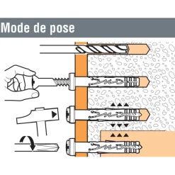 Cheville nylon à frapper - avec patte à vis - 6x32 mm - 100 pcs - Hit SPIT