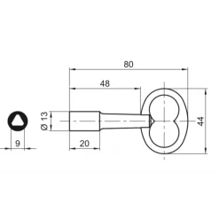 Clé ascenseur (triangle de 9 mm) en acier zingué COUILLET
