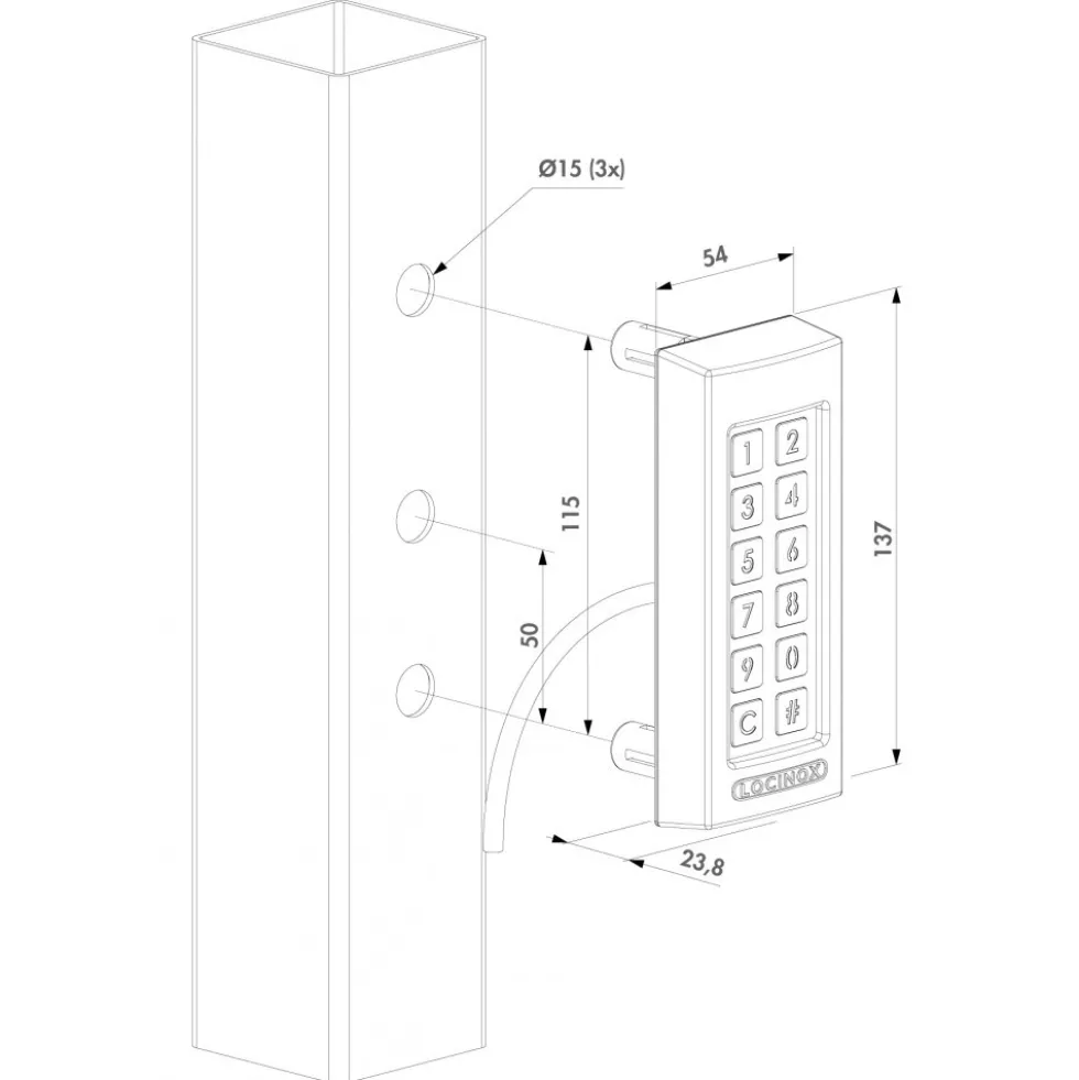 Clavier à code électronique - 100 codes utilisateur - Slimstone LOCINOX