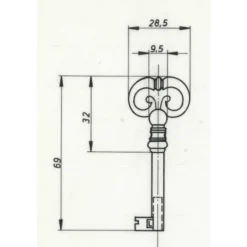 Clé de meuble - longueur 70 mm - type 18 LEHMANN