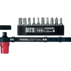 Cliquet plat pour embouts/douilles+10 embouts 25,4mm(PH1/PH2/PH3/-4/-6/H2,5/H3/H4/H5/H6) VESSEL
