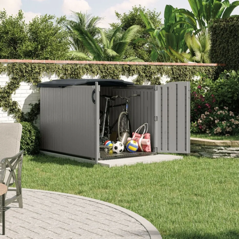 Coffre de jardin polyéthylène Slidetop - 2,77 m³ - plancher inclus SUNCAST
